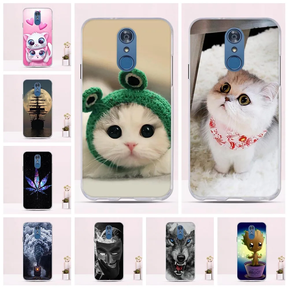 For LG Q7 Case Silicone Cover Cute Cat Q 7 Plus Q7+ Phone Protective Back alpha | Мобильные телефоны и аксессуары