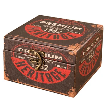 

Antique Old Dressing Box European Desktop Jewelry Storage Box Decorative Ornaments British Style Handmade Leather Makeup Gifts