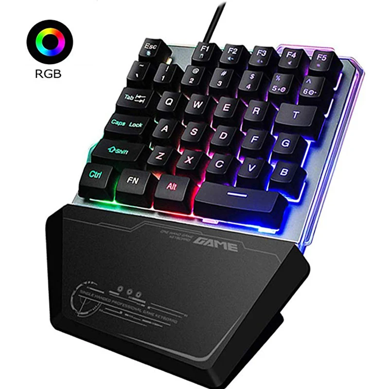 Портативная Проводная USB клавиатура PUBG для одной руки светодиодный Ной