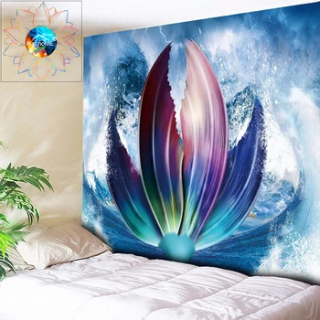 

Mermaid Tail Psychedelic Tapestry Mandala Wall Hanging Boho Decor Hippie Tapestry Wall Carpet toalla mandala tapiz pared tela