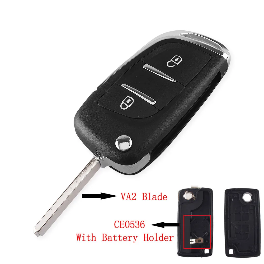 2 BT VA2 CE0536 KEYYOU 2 кнопки модифицированный откидной Складной Дистанционный Автомобильный ключ чехол для peugeot 307 408 308 для Citroen HU83/VA2 Blade CE0536 - Цвет: 2 BT VA2 CE0536