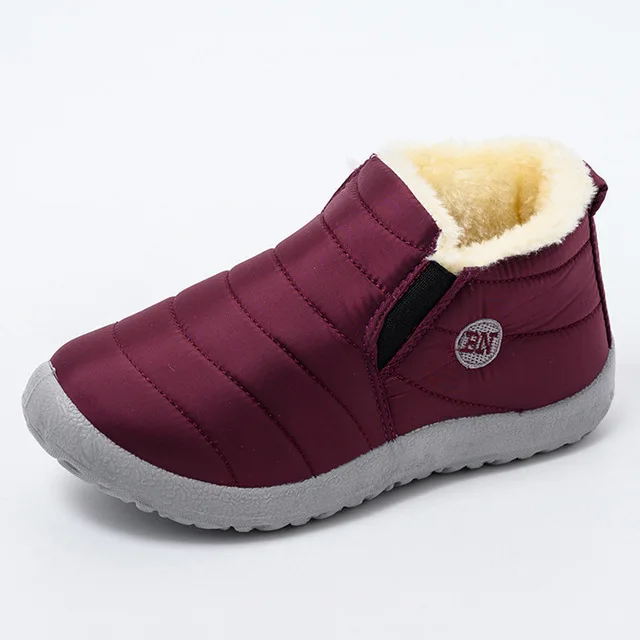 Новые ботильоны для женщин; плюшевые теплые зимние ботинки; женская зимняя обувь; женские ботинки из водонепроницаемого материала; Bota; женская обувь; botas Mujer - Цвет: BN396-RED