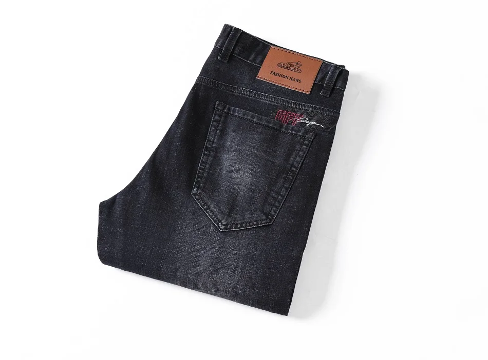 XuanSheng прямые мужские джинсы среднего возраста толстые серые черные эластичные брендовые классические брюки Модная уличная одежда джинсы