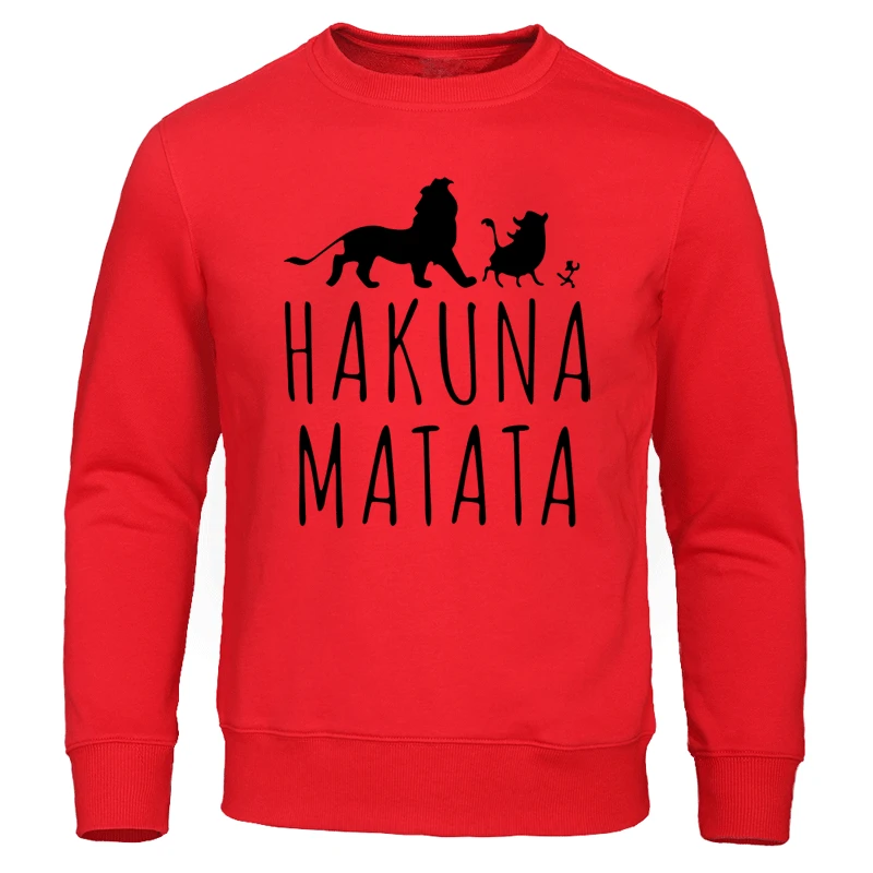 red 1 HAKUNA MATATA, мужские толстовки с принтом,, осенняя мужская одежда, мужские толстовки, мультяшный мужской спортивный костюм, модный бренд, уличная одежда - Цвет: red 1