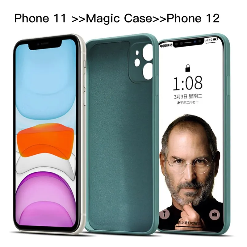 iphone 8 clear case Luxury Liquid Silicone Square Case For iPhone 11 12 Pro Max X XR XS Max 7 8 6 6s Plus SE 2020 Magnet Ring Stand Strap Case Cover iphone 7 silicone case