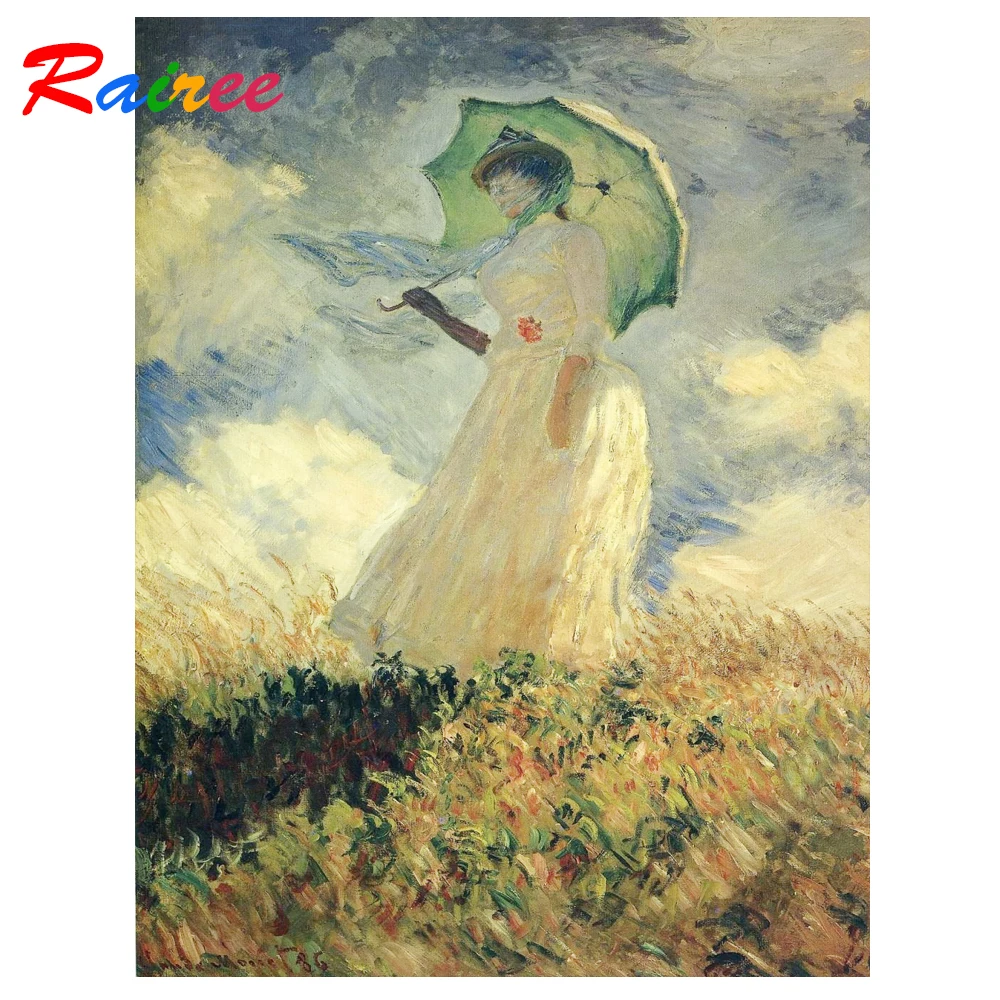 Monet Famous Painting &quotWoman Holding a Sun Umbrella" 5D DIY Diamond Embroidery Rhinestones Mosaic Picture | Дом и сад
