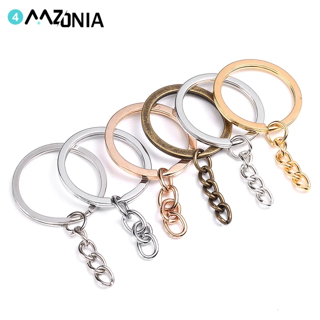 10pcs 25/30mm Gold Key Rings Round Circle Key Chain Bronze Rhodium