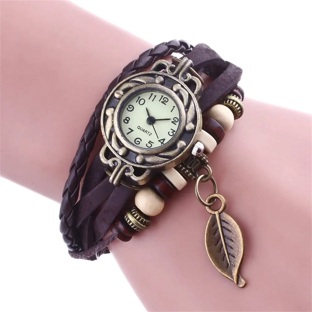 1 шт. часы браслет с листьями для девушек и женщин Relojes Mujer кварцевые наручные 2018