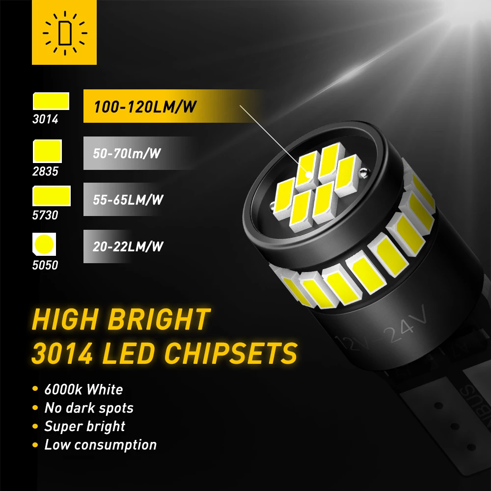 2 шт. Автомобильные светодиодные лампы W5W 3014 SMD T10 194 168 2825|Сигнальная лампа| |