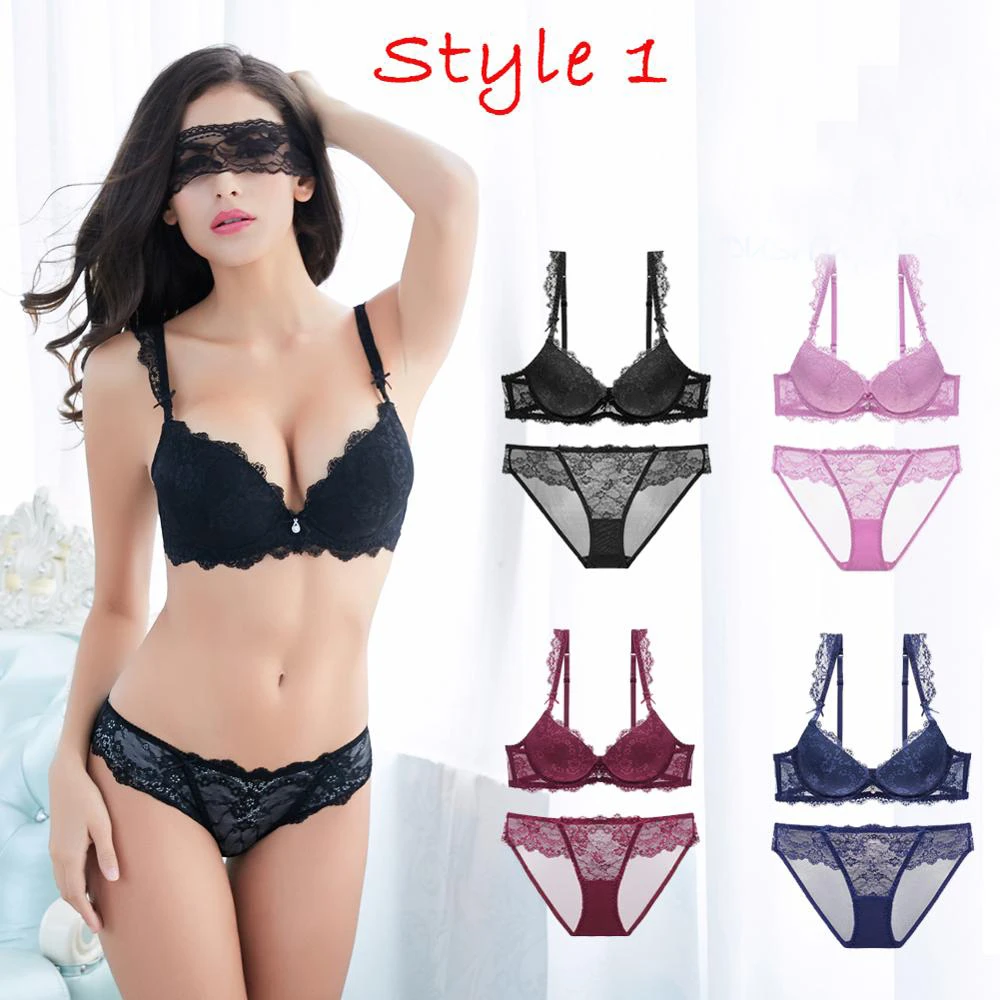 セクシーな女性ランジェリーセットプッシュアップブラセット3 4カップブランドグリーンレース下着セット女性ディープvのブラジャー黒 Bra Set Bras Bra Setsthin Lace Aliexpress
