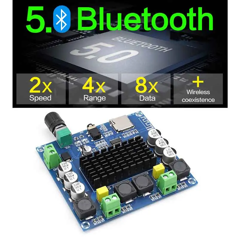 KYYSLB DC12~ 30 в 100 Вт* 2.05.0 усилительная плата Bluetooth TDA7498 XH-A105 цифровой усилитель плата поддержка AUX бортового потенциометра