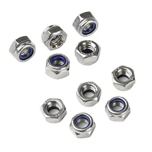 High Quality Nylon Lock Nut 304 Stainless Steel Hex Hexagon Locknut Size M2 M2.5 M3 M4 M5 M6 M8 M10 M12 M14 M16 Nylon Nut DIN985