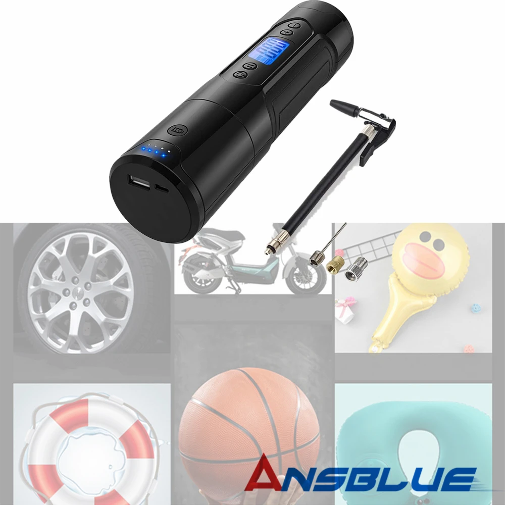 

Mini Air Compressor 12V 150 PSI Tire Inflator for Car Motor Bicycle Tire Wireless Air Pump with Tire Gauge LED Light Power Bank