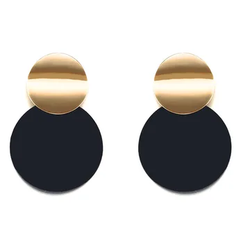 

SINTA OL Style Alloy Earings Black Round Pendant Earring For Women Gift Jewerly