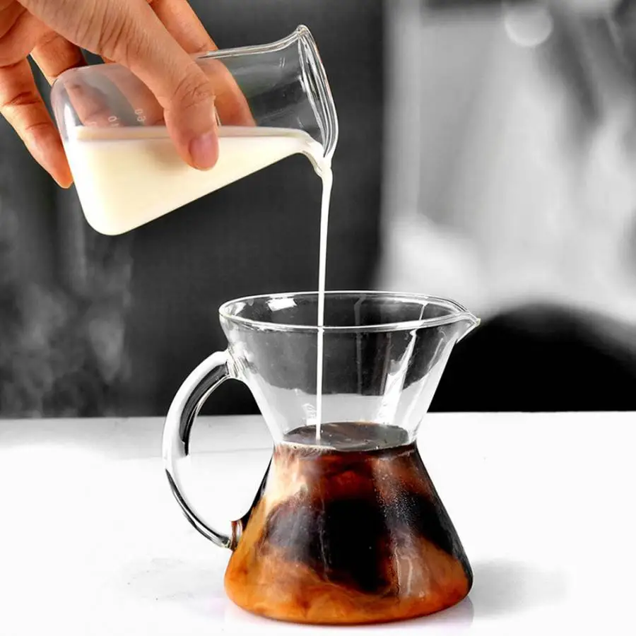 

100ML Glass Coffee Milk Jug High Temperature Anti-Scalding Scale Pot Coffee Milking Device Measuring Pot