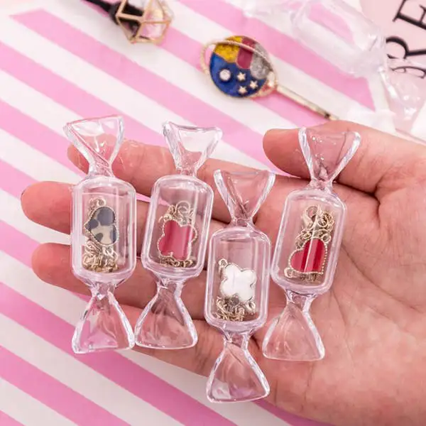 

Transparent Candy Style Jewelry Box web celebrity Girl Heart Earring Earring Storage Box Mini Portable Jewelry Box