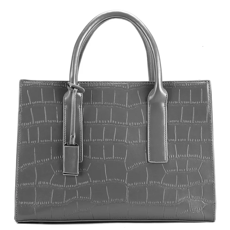 LUCDO Зимние новые модные сумки из крокодиловой кожи высокого качества Женская сумка Роскошные женские сумки на плечо дизайнерская сумка-тоут Bolsas - Цвет: Gray