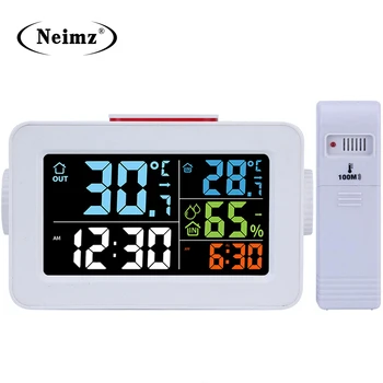 

Gift Idea Bedside Wake Up Digital Alarm Clock with Thermometer Hygrometer Humidity Temperature Table Desk Clock Phone Charger