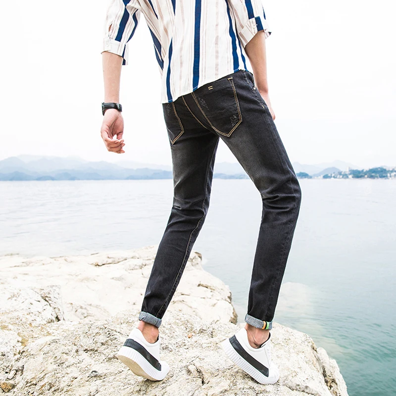 Fashion Streetwear Men Jeans Elastic Multi Colors Korean Style Designer Slim Jeans Men Casual Pencil Pants Youth Hip Hop Jeans