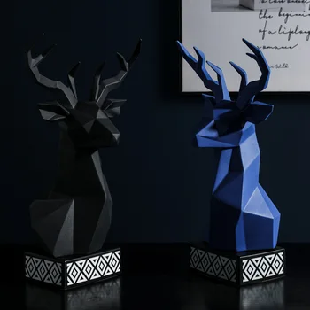 

Nordic Light Luxury Deer Head Decoration Living Room Entrance Display Cabinet Ceramic Craft Designer Home Furnishing Decoration