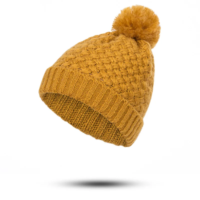 

2019 Winter Women's Hat Fashion Hair Ball Cap Warm Wool Hat Bonnet Solid Color Knit Hat Beanies Outdoor Sport Hats Czapka Zimowa