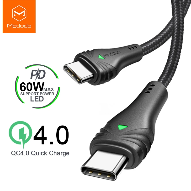 Кабель передачи данных Mcdodo 60 Вт PD USB Type C к для Samsung S9 Huawei Xiaomi ноутбука macbook 2017 Pro шнур