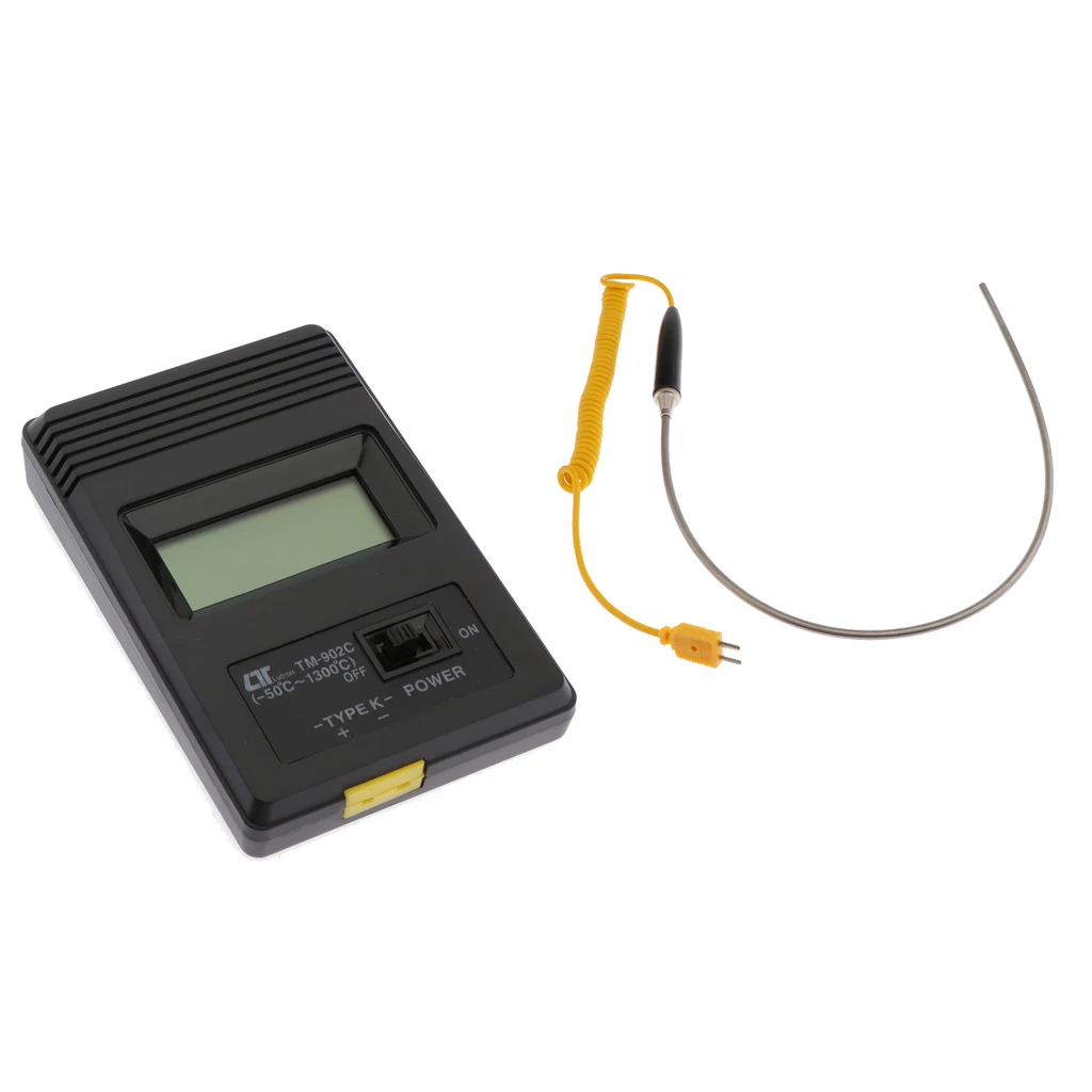 Tm-902c Digital Thermometer LCD + K-Type Thermocouple Temperature Probe, Stainless Steel Probe In Temperature Range 0-1300