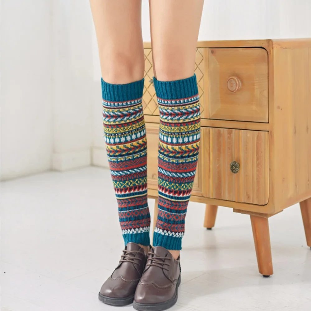 Женские носки, зимние Компрессионные носки, до бедра, выше колена, длинные, с принтом,, теплые носки Skarpetki Sokken#2O24
