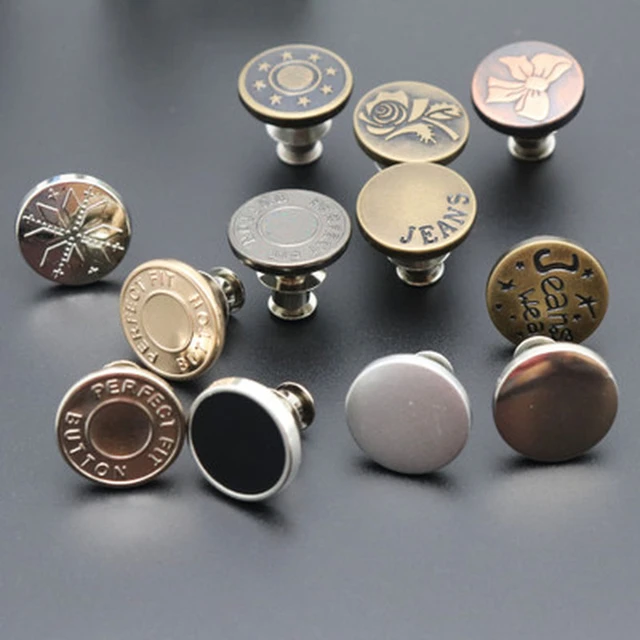 2PCs Snap Fastener Metal Buttons for Clothing Jeans Perfect Fit Adjust  Button self Increase Reduce Waist Free Nail Sew Botones