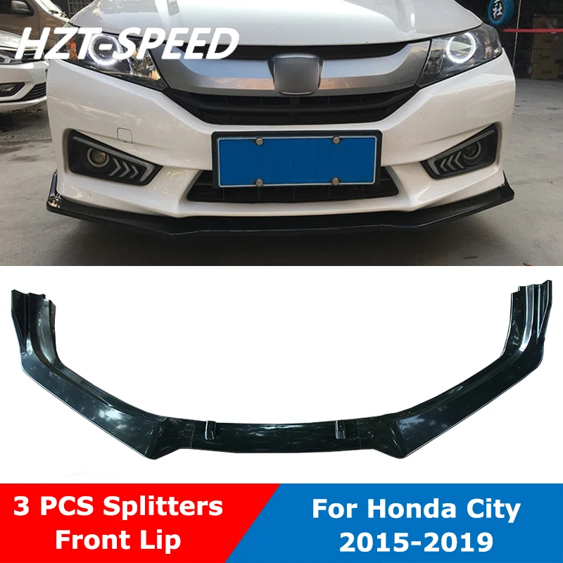 

3 шт. ABS черный передний бампер Лопата для губ Диффузор спойлер для Honda City небольшой кузовной комплект 2015-2019