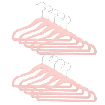 

10pcs Kids Clothes Hangers Practical Clothes Hangers Flocking Clothes Hangers Coat Hook for Kid Children (Light Pink)