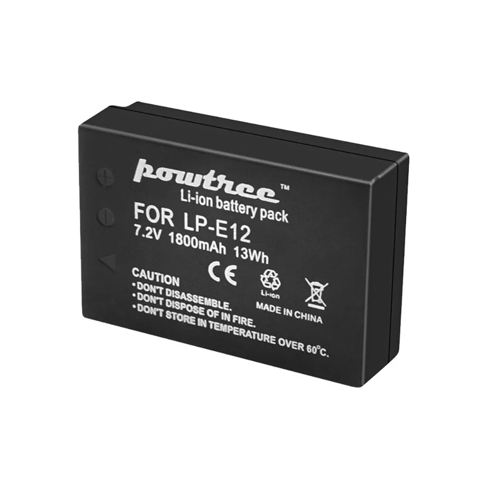 Аккумулятор Turpow 7,2 V 1800mAh для камеры Canon LP-E12 LP E12 LPE12+ ЖК-зарядное устройство USB Замена EOS Rebel SL1 M10 M50 M100 100D