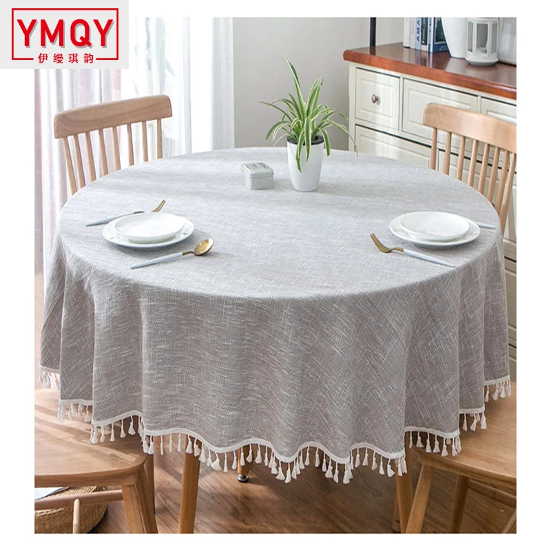 

YMQY Simple modern tablecloth garden tablecloth big round tablecloth cotton and linen for restaurant kitchen hotel H