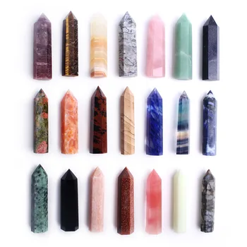 

1PC 50-60mm Natural Polished Amethyst Crystal Wand Quartz Point Colorful Fluorite Obelisk Reiki Chakra Healing Stone Gift