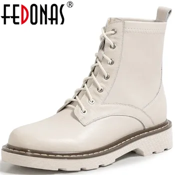 

FEDONAS Female Heels Genuine Leather Shoes Woman 2020 Winter Newest Thick Heels Boots For Women Party Working Ankle Boots Heels