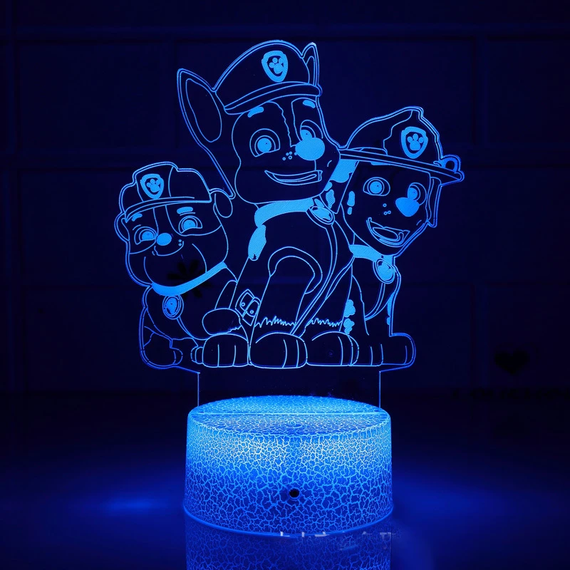 Lámpara de escritorio 3D de la patrulla canina para niños, de luz LED de noche de Anime, juguete para niños, juguetes para niños, regalo cumpleaños|Figuras de acción| - AliExpress