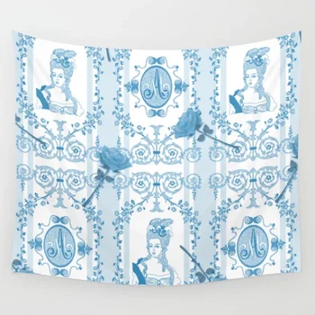 

Marie Antoinette Monogram Aqua Tapestry Wall Hanging Tapestries Wall Decor Coverlet Blanket Towel Throw Personalized Table Cloth