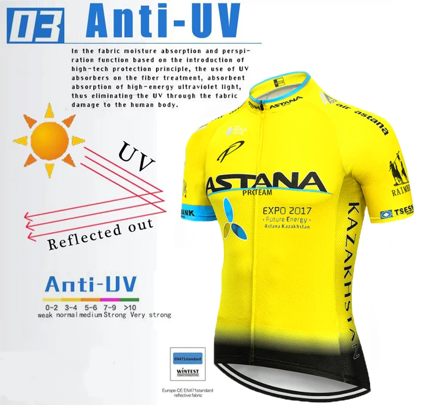 Новинка желтый Астана велосипедная майка 9D набор велошорт Быстросохнущий велосипед для мужчин одежда команда pro кофта для велоспорта Culotte