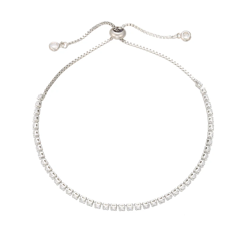 ZHUKOU 2,5x280 мм стильный латунный Кристальный браслет для женщин, звеньевая цепь, браслеты и браслеты для женщин, подлинные ювелирные изделия, подарок VL24 - Окраска металла: silver