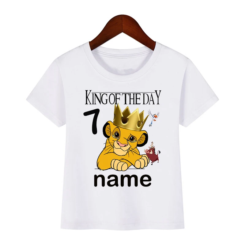 Number 1-10 Lion King Birthday Boys Shirts Boy's Simba Shirt Baby Girls Clothes Short Sleeve Tee Tops For 2-10 Years children t shirt