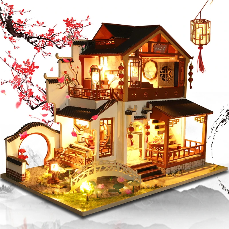 Fictief Belastingbetaler eenheid Diy Houten Poppenhuis Chinese Stad Architectuur Poppenhuizen Miniaturen Met  Meubels Speelgoed Voor Kinderen Vriend Verjaardagscadeau|Poppenhuis| -  AliExpress