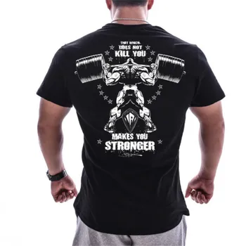 

2019 New Men cotton T-shirt Jogger Sporting Skinny Tee Shirt Male Gyms Fitness Bodybuilding Workout Black Tops Sports G309