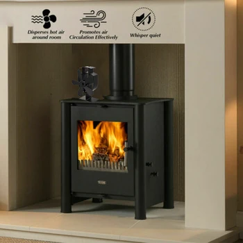 

Heat Powered Stove Fireplace Fan 5-Blade Burner Warm Air Thermometer 140-170 CFM