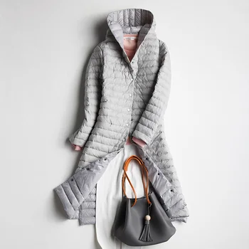 

2018 Autumn Winter Women White Duck Downs Jacket Long Down Coat Parkas Ladies Ultra Light Coats Hooded Outerwear Clothing AB882