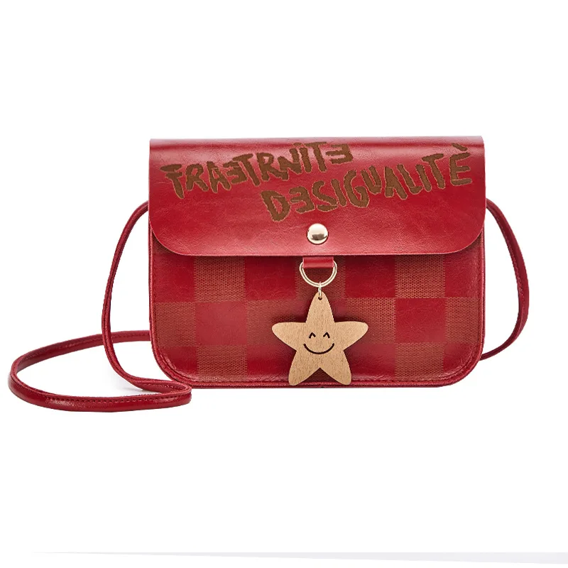 

2018 Autumn & Winter New Style Versatile Trend Star Bracelet Charm Square Sling Bag Printed Words WOMEN'S Bag Gift