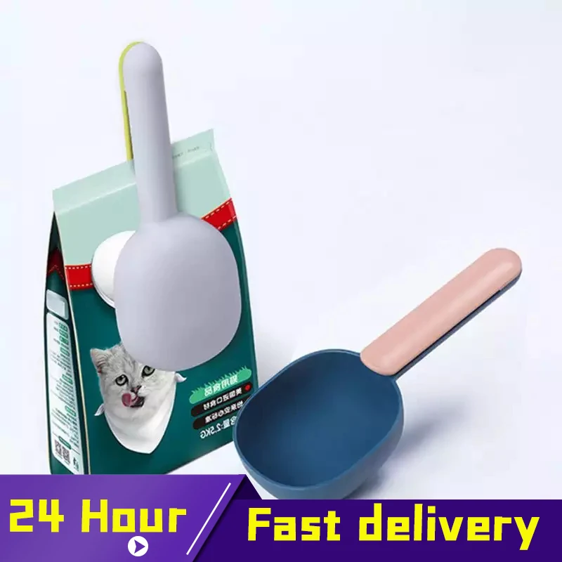 Gato-cuchara para alimentar al bebé para perro espátula para comida multifunción, cuchara con bolsa de sellado, Clip, bolsa de medición creativa, taza con clip