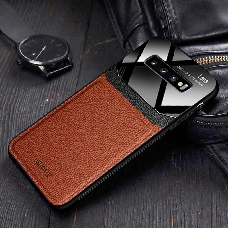 

Coque,cover,case,For Samsung Galaxy S10 Plus S 10 Lite S10Plus On leather Mirror glass Silicone Shockproof phone Luxury cute
