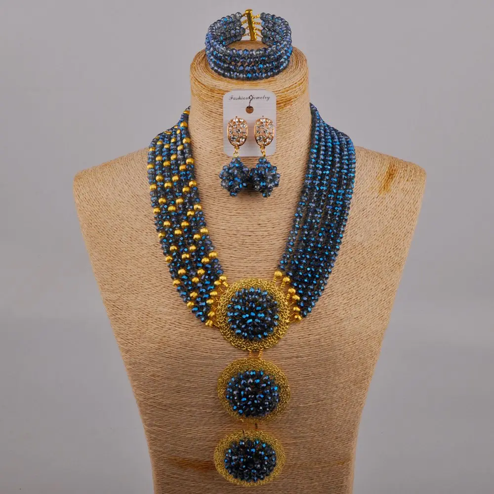 

Bling Bling African Beads Jewelry Set Crystal Bridal Set Women Necklace