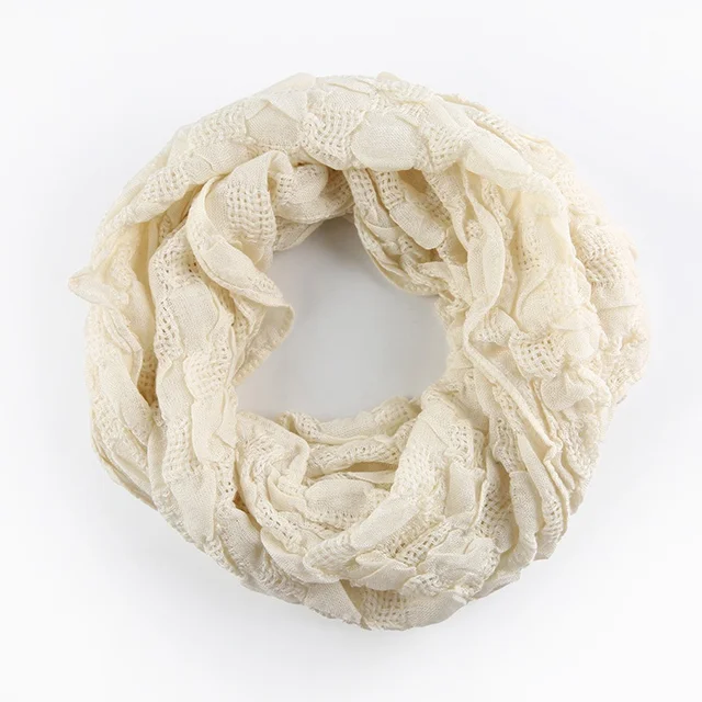 2019 Winter Ring Loop Scarf Knitted Soft Wool Collar Solid Color Neck Warmer Shawl Wraps Warmer  Women Scarves Female As Picture