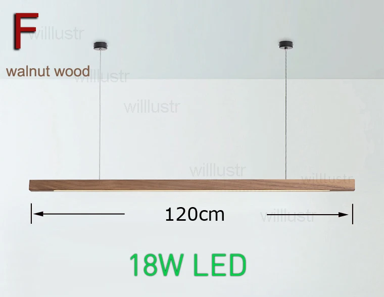 Willlustr светодиодный подвесной светильник из дерева Talo, длинный подвесной светильник из орехового ореха, подвесной светильник для офиса, встречи, столовой, отеля, виллы, светильник - Цвет корпуса: walnut wood   120cm